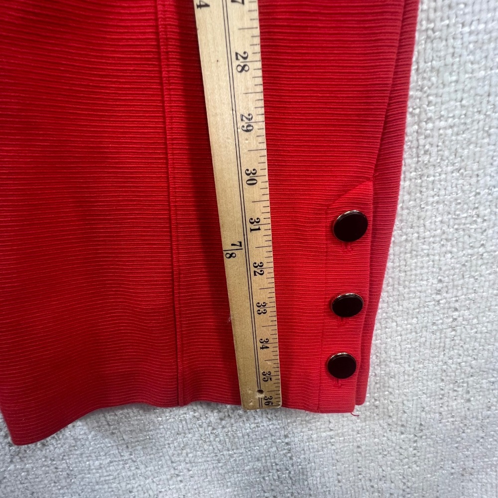 Ann Taylor Red High Waisted Flare Crop Trousers with Ankle Buttons Pintuck Seams - Picture 4 of 9